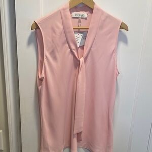 Kasper Soft Pink Tie-Neck Blouse
